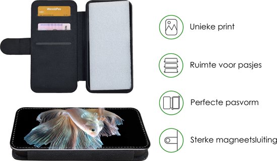 Bookcase pour téléphone iPhone SE 2020 Bookcase - Poisson - Staart - Zwart - Avec poches - Étui portefeuille avec fermeture magnétique