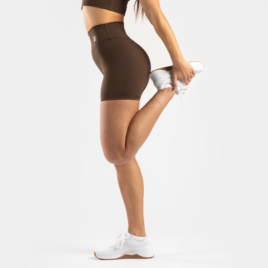 ZEUZ Korte Sport Legging Dames High Waist - Sportkleding & Sportlegging Squat Proof voor Fitness & Crossfit - Hardloopbroek, Yoga Broek - 62% Recycled Nylon & 38% Elastaan - Bruin - Maat XS van Merkloos — afbeelding 2