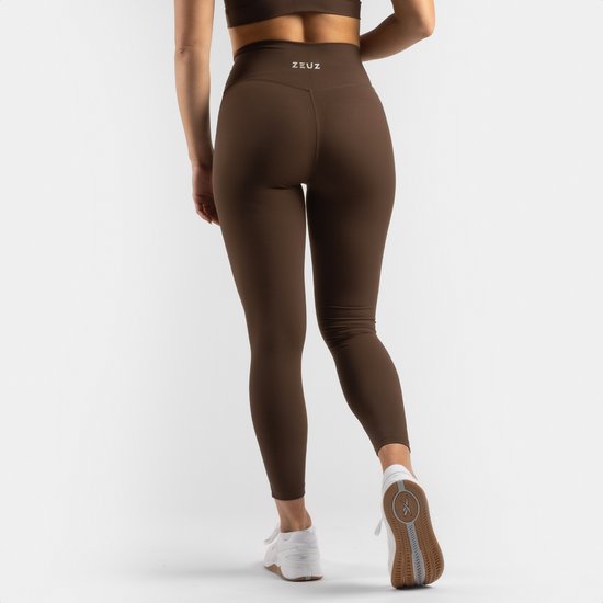 Zeuz Legging de Sport Femmes Taille Haute - Vêtements de Sport & Collant de Sport Résistant aux Squats - Fitness & CrossFit - Pantalon de Course, Pantalon de Yoga - 62% Nylon Recyclé & 38% Élasthanne - Marron - Taille M