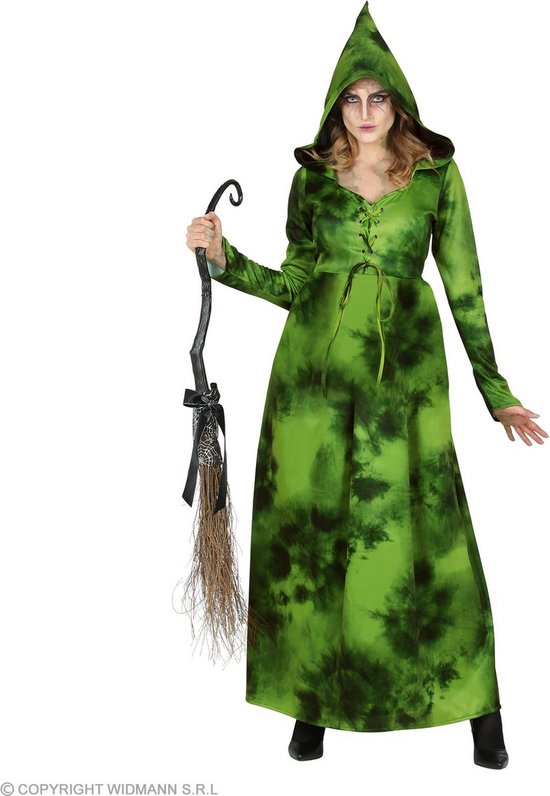 Widmann - Heks & Spider Lady & Voodoo & Duistere Religie Kostuum - Heks Van Het Zwarte Woud - Vrouw - Groen - Medium - Halloween - Verkleedkleding