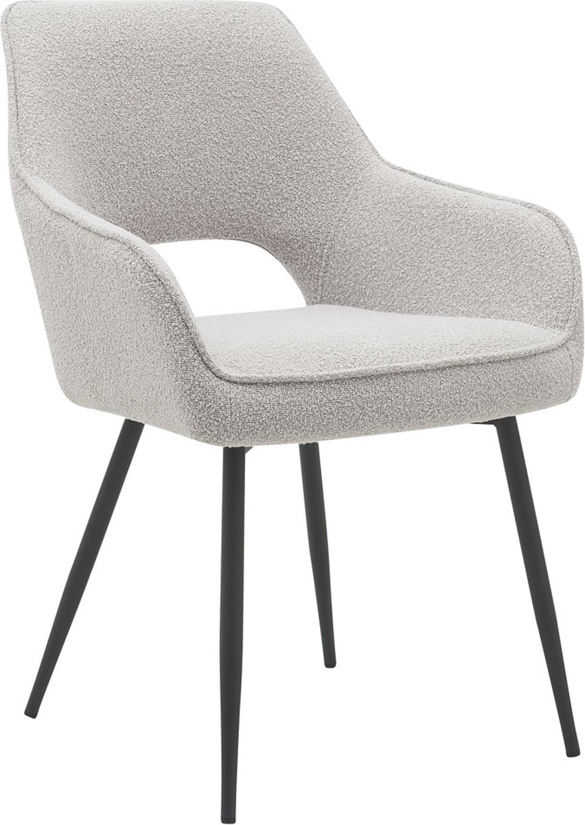 Home67 Eetkamerstoel Gina - Bouclé - Naturel - Kuipstoel met Armleuningen in Scandinavische / Hotel Chique Stijl Beige