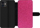 Bookcase Geschikt voor iPhone 12 Pro telefoonhoesje - Roze - Abstract - Design - Met vakjes - Wallet case met magneetsluiting