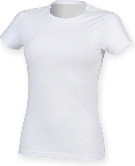 SportT-shirt Dames XS Skinni Fit Ronde hals Korte mouw White 96% Katoen, 4% Elasthan