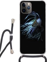 Étui pour iPhone 13 Pro Max - Motif poissons et Animaux aquatiques - Blauw et Zwart - Siliconen - Bandoulière - Coque arrière avec cordon