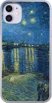 Geschikt voor iPhone 11 hoesje - De Sterrennacht - Vincent van Gogh - Siliconen Telefoonhoesje