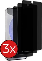 Screenprotector Geschikt voor Samsung S24 Screenprotector Privacy Glas Gehard Full Cover - Screenprotector Geschikt voor Samsung Galaxy S24 Screenprotector Privacy Tempered Glass - 3 PACK