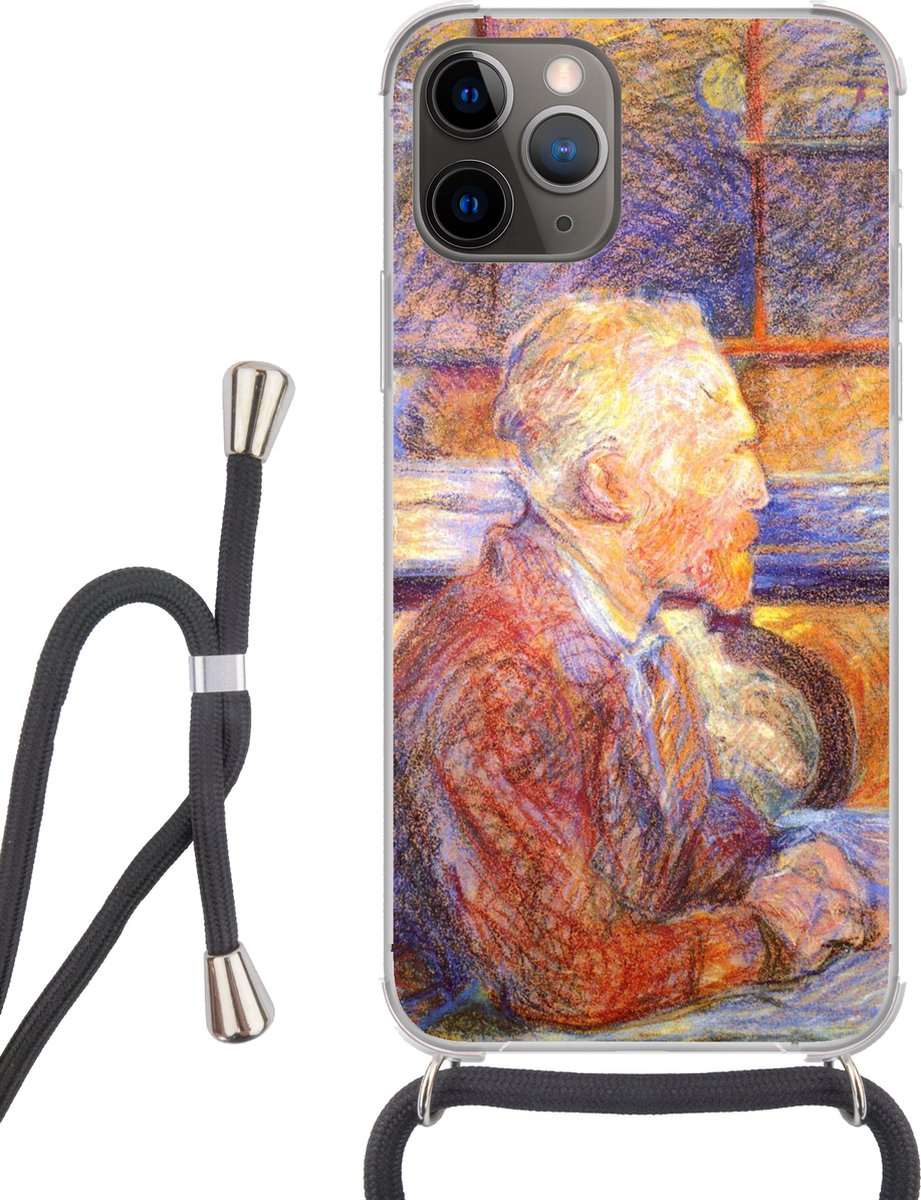 Telefoonhoesje Geschikt voor iPhone 11 Pro - Portret van Henri de Toulouse-Lautrec - Vincent van Gogh - Siliconen - Crossbody - Backcover met Koord - Telefoonhoesje met koord - Hoesje met touw Telefoonhoesje