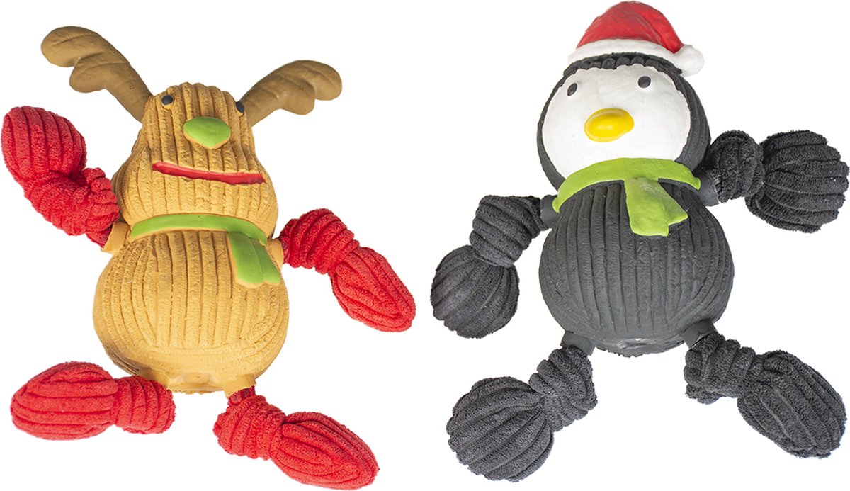 Duvoplus - Speelgoed Voor Dieren - Hond - Xmas Latex Rendier & Pinguïn 8x17x20cm Gemengde Kleuren - 1st