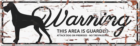 WARNING SIGN DANISH DOG GB 40x14cm blanc