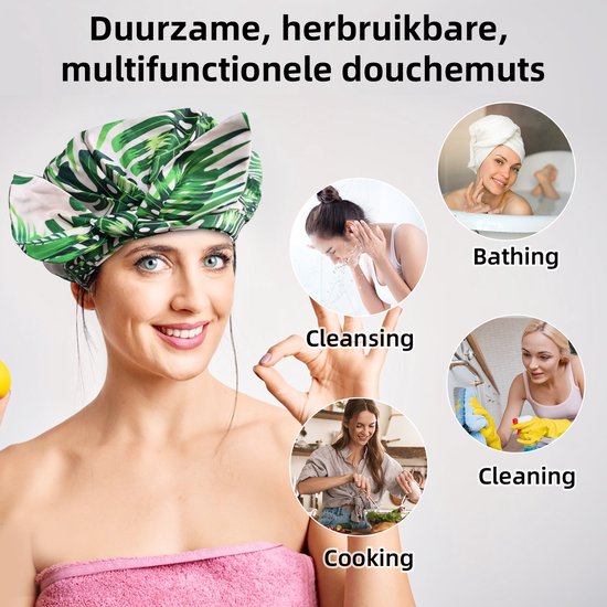 3x Deluxe Waterdichte Douchecap Voor Dames Douchecap Waterdichte