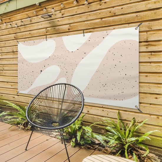 Décoration murale d'extérieur Plantes - Abstrait - Rose - Pastel - 160x80 cm - Toile de jardin - Poster extérieur