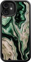 Casimoda® hoesje - Geschikt voor iPhone 12 - Groen marmer / Marble - Effen telefoonhoesje met lensbescherming - TPU - Backcover - Groen