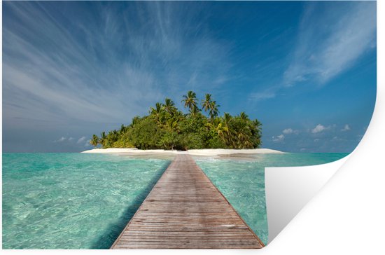 Stickers muraux - Film autocollant - Mer - Jetée - Île - 120x80 cm - Film adhésif - Stickers muraux Chambre d'enfant - Papier peint autocollant - Papier peint autocollant - Film autocollant