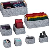 Relaxdays vilten manden - 8-delige set - opbergmanden - kledingkast organizer - ondergoed - Lichtgrijs