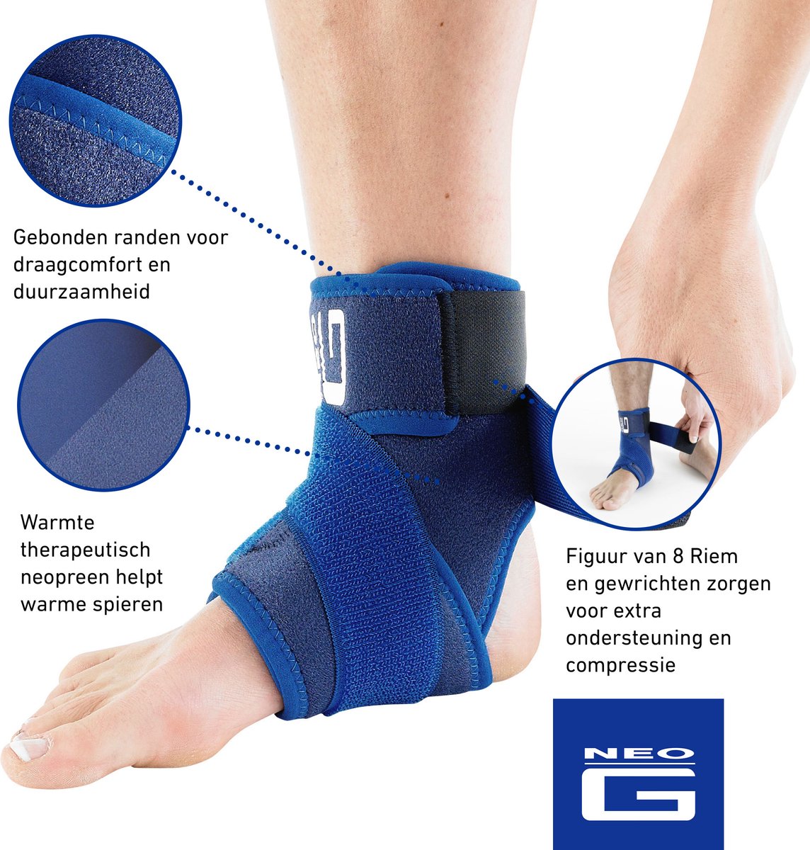 Neo G Enkelbrace - Figuur 8 Enkelband Ondersteuning - Neopreen Enkelsteun voor Artritis, Zwakke Enkels en Ligamentschade - Enkelband Verstelbare Compressie — afbeelding 2
