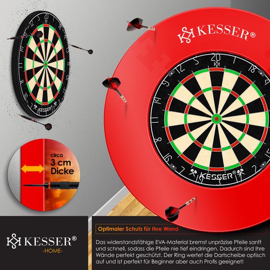 KESSER® Dartbord Surround Rood - Dart Surroundring - Darts Surround Ring bescherming van KESSER® — afbeelding 5