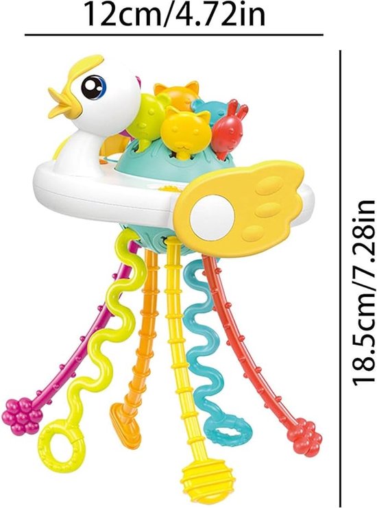 Kinderspeelgoed 1 jaar - Montessorisch Speelgoed - Eendvormige siliconen trekspeeltje voor baby's - Educatief speelgoed - Montessori speelgoed - Sensorisch speelgoed- Sileconen - 0- 24 Maanden - CE Markering - Ontwikkeling - Baby - Fijne moteriek