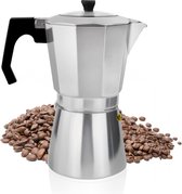 Espressomachine, 14 kopjes van aluminium, espressokan, espresso, mokkakan, Italiaanse koffiekoker met transparant deksel, niet voor inductie, 700 ml