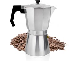 Espressomachine, 14 kopjes van aluminium, espressokan, espresso, mokkakan, Italiaanse koffiekoker met transparant deksel, niet voor inductie, 700 ml