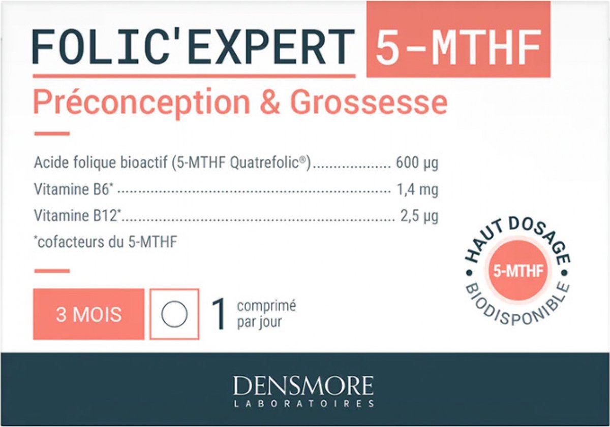 Goedkoopste Densmore Folic'Expert 5-MTHF Preconceptie & Zwangerschap 90 Tabletten