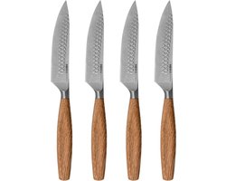 Boska Steakmessen / Steakmessenset Oslo+ - 4 Stuks - RVS - Voor vlees en vega - Non-stick - Europees eikenhout