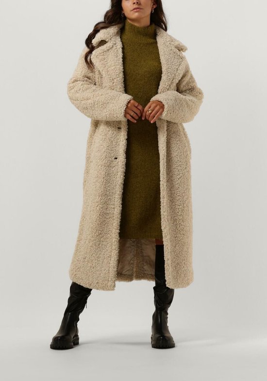 Notre-V Teddy Coat Vestes Longues Femme - Manteau d'hiver - Beige - Taille XL