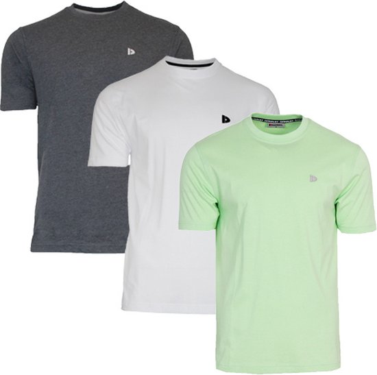 3 Pack Donnay T shirt 599008 Sportshirt Heren Charcoal marl White Lemon green. bol