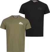 Lonsdale T-Shirt Blairmore T-Shirt normale Passform Doppelpack Black/Olive-4XL