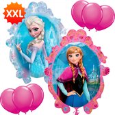 Ballon Disney Frozen XXL 70 cm + 6 Ballons colorés 32 cm - Décoration d'anniversaire - Ballon aluminium non rempli - Décoration Fête de ballons fête - Guirlande de fête garçon fille