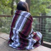 Mexicaanse handmatige gebreide deken bankgooi meditatie yogamat Boho outdoor camping picknickdeken festivaldeken (rood)