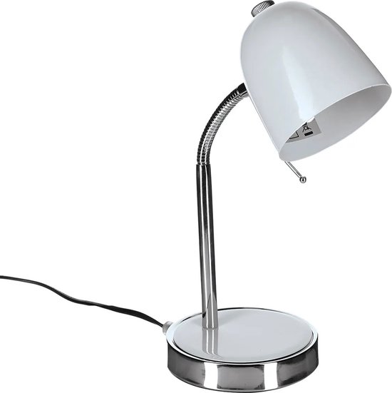 Atmosphera Tafellamp/bureaulampje Design Light - metaal - wit/zilver - H35 cm- Leeslampje