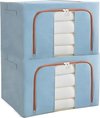 Stevige opvouwbare kledingopberger met ritssluitingen, metalen frame, 2 stuks, stapelbare kledingdozen van 66 liter, opbergtas voor kleding, beddengoed, dekens, dekbed (50 x 40 x 33 cm) (blauw)