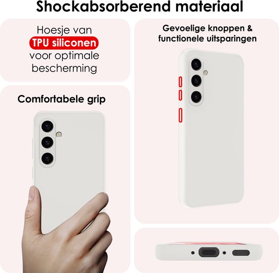 Hoesje - Met 2x Screenprotector - Geschikt voor Samsung Galaxy A35 - Sterk & Shockproof - Back Cover - Siliconen Case - Telefoon Hoes - Wit