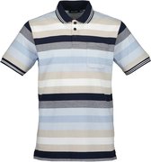 Blue Seven heren poloshirt - polo heren korte mouwen - 321163 - blauw / beige streep - maat XL