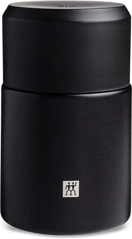 Thermo-voedselcontainer, geïntegreerde kom, dubbelwandige isolatie, inclusief lepel, 700 ml, hoogte: 17 cm, zwart.