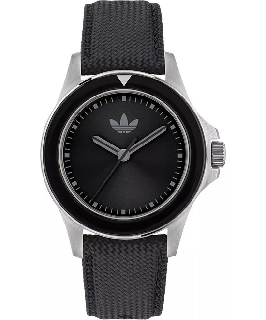 Adidas Expression One AOFH23016 Horloge - Leer - Zwart - Ø 44 mm
