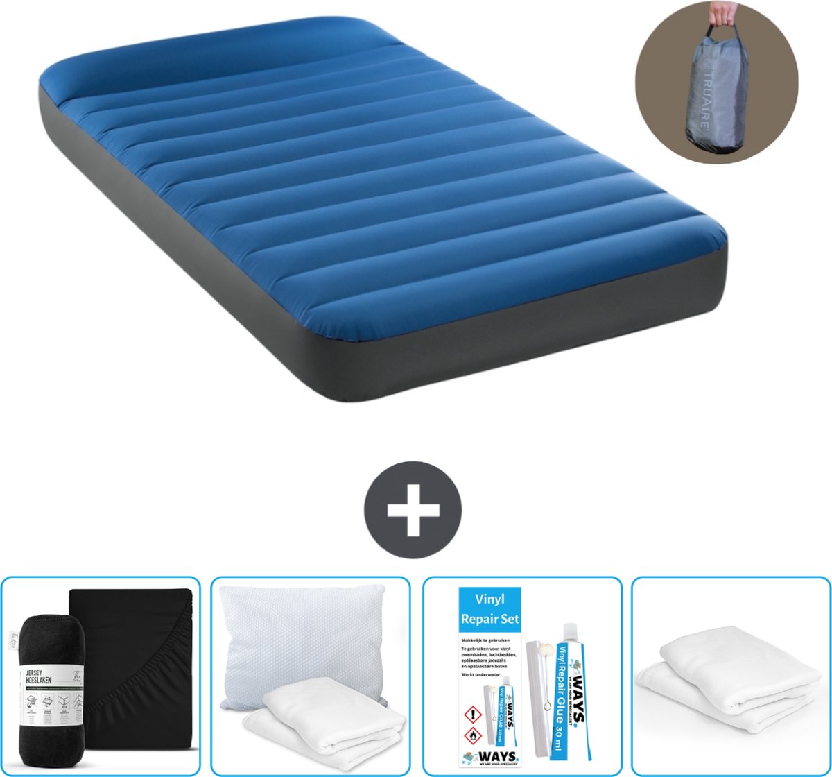 Intex Luchtbed - 1-Persoons - 99 x 191 x 22 cm - Blauw - Inclusief pomp - Accessoires CB17