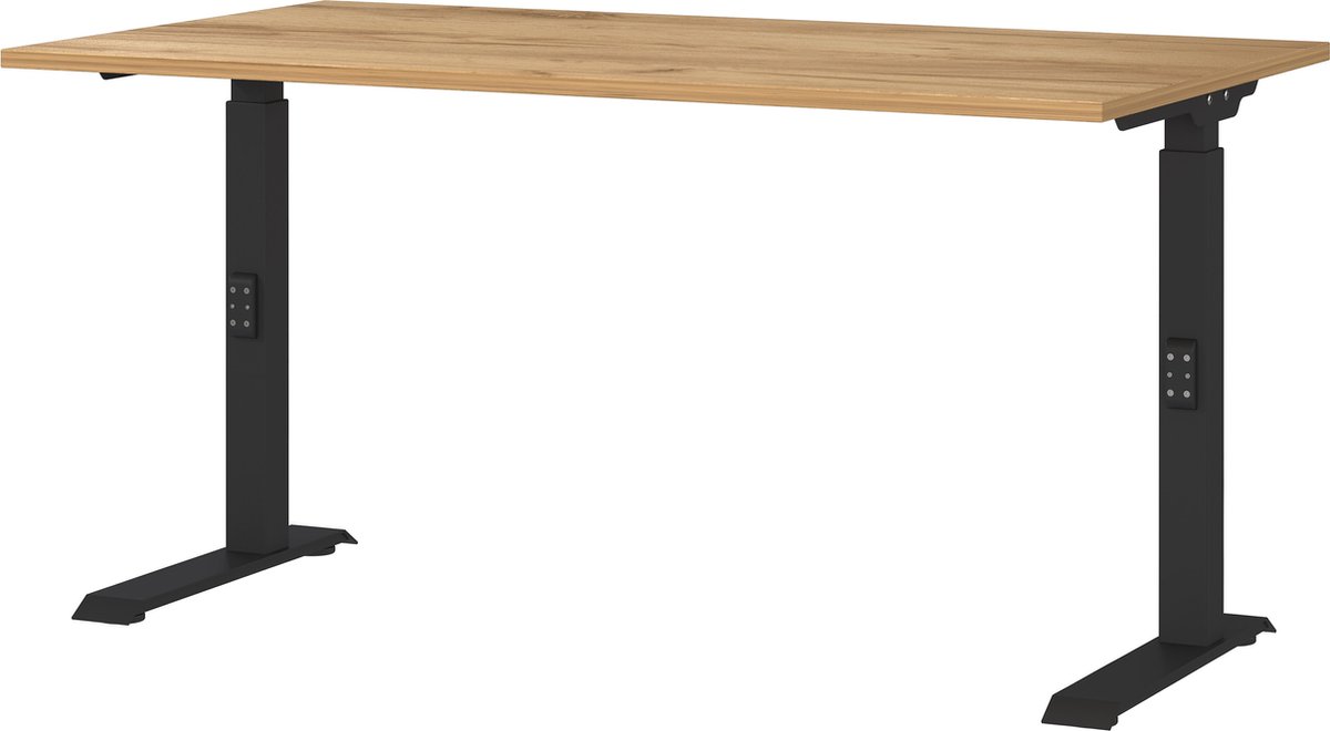 Bureau Galileo Eiken - Zwart - 140x80cm - Hoogte 91 cm - In hoogte verstelbaar