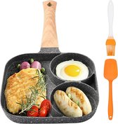 3-gaats spiegeleipan omlettenpan: multi grillpan steakpan inductie met anti-aanbaklaag voor eieren hamburgers steaks pannenkoeken, omelet pan voor inductiekookplaat gasfornuis - 19,5 cm