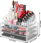 Acryl make-up organizer met 4 laden Cosmetische opbergdoos Stapelbare heldere borstellotion Lippenstift nagellak