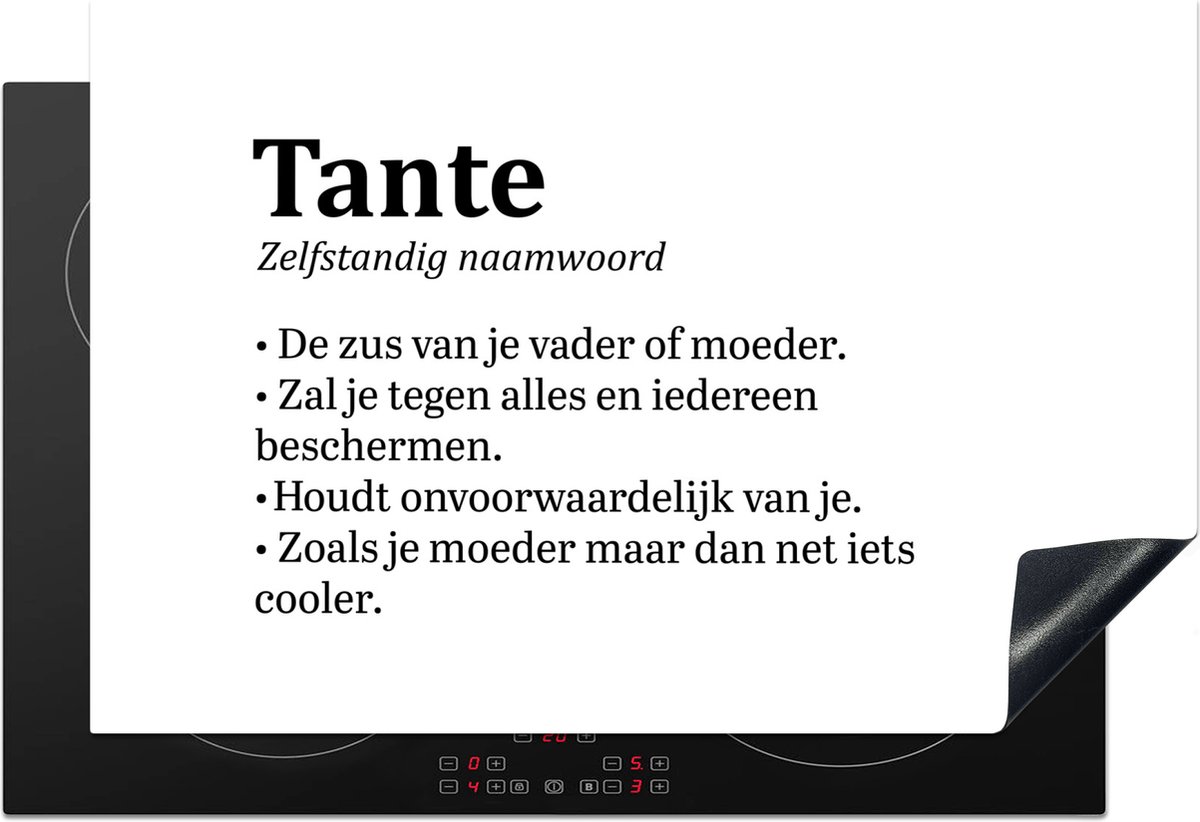 KitchenYeah® Inductie beschermer 78x52 cm - 'Tante' - Spreuken - Woordenboek - Quotes - Kookplaataccessoires - Afdekplaat voor kookplaat - Inductiebeschermer - Inductiemat - Inductieplaat mat