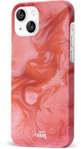 xoxo Wildhearts Marble Red Lips - Single Layer - Hardcase hoesje geschikt voor iPhone 14 hoesje - Rood hoesje - Marmer case geschikt voor iPhone 14 hoesje rood - Shockproof beschermhoes - Rood