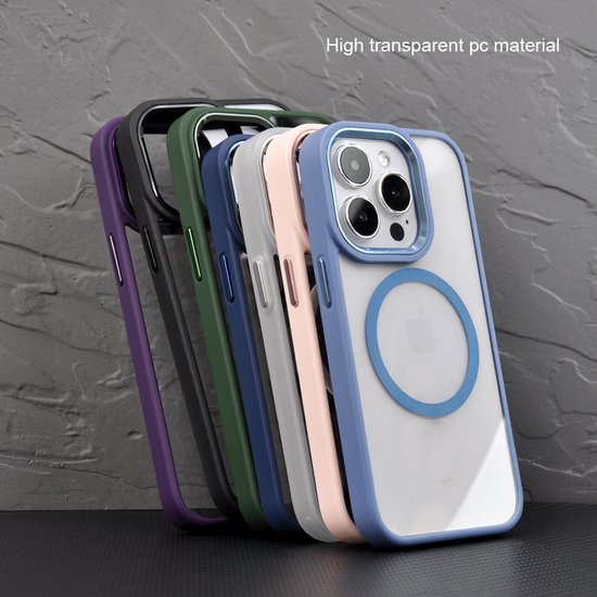 Coque Hybride Transparente en TPU - Coque Surround pour Appareil Photo - Compatible avec MagSafe Convient pour : Apple iPhone 14 Pro Max - Violet