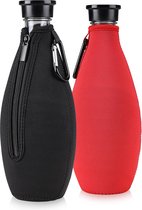 2 x beschermhoes compatibel met SodaStream glazen fles - neopreen hoes - flessen koeler voor water karaf in zwart rood