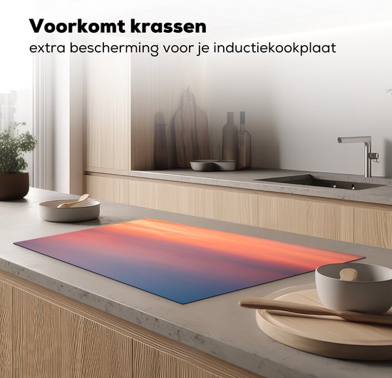 KitchenYeah® Inductie beschermer 85x52 cm - Zon - Lucht - Wolken - Roze - Kookplaataccessoires - Afdekplaat voor kookplaat - Inductiebeschermer - Inductiemat - Inductieplaat mat