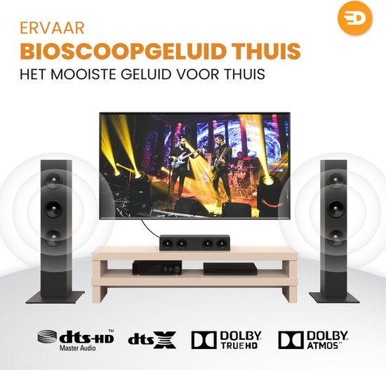 Ervaar bioscoopgeluid thuis met DTS-HD, DTS:X, Dolby TrueHD en Dolby Atmos.