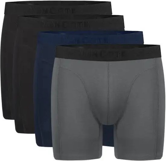 ten Cate Basics men shorts longs en viscose de bambou (pack de 4) - boxers pour hommes jambes longues - noir - Taille: M
