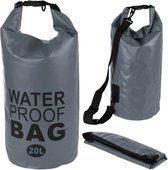 Drybag 20 liter - Grijs - Rugzak waterdicht - Droogtas zwemmen - Tas strand