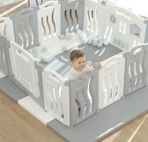 Opvouwbare babybox Baby-vouw-speelpen Activiteitencentrum voor kinderen Veiligheid Speeltuin Thuis Binnen Buiten Nieuwe pen met tekentafel （Gery）