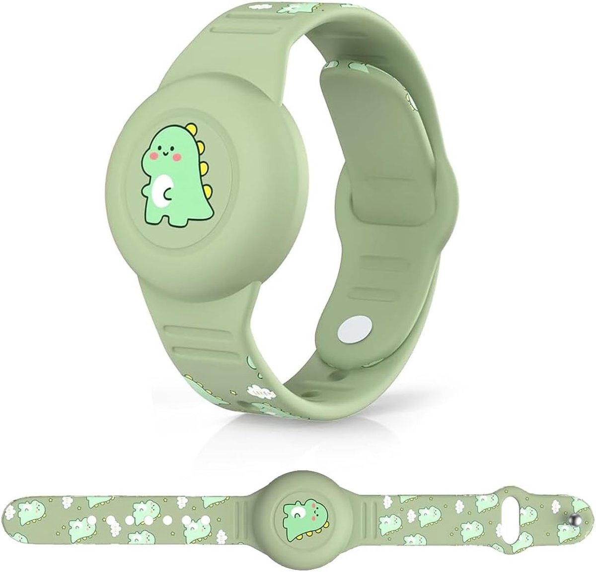 Kinderen waterdicht voor AirTag-armband: WUZUN schattig cartoon-design, verstelbaar, verborgen voor Apple Air Tag houder, siliconen anti-verlies-GPS-tracker armbandhoes voor peuters (dinosaurus)